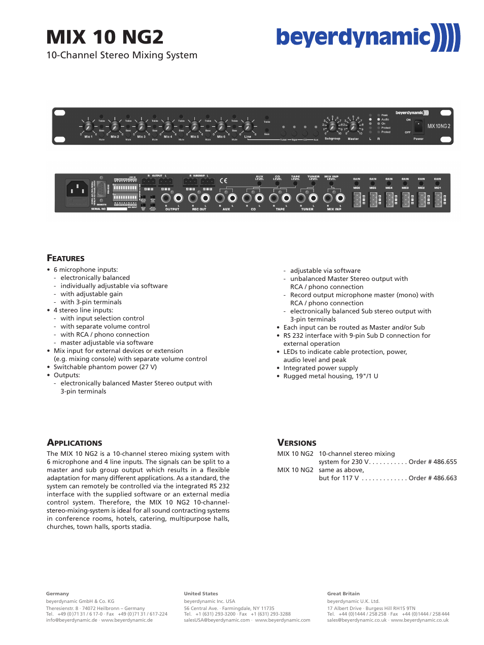 Beyerdynamic MIX 10 NG2 User Manual | 2 pages
