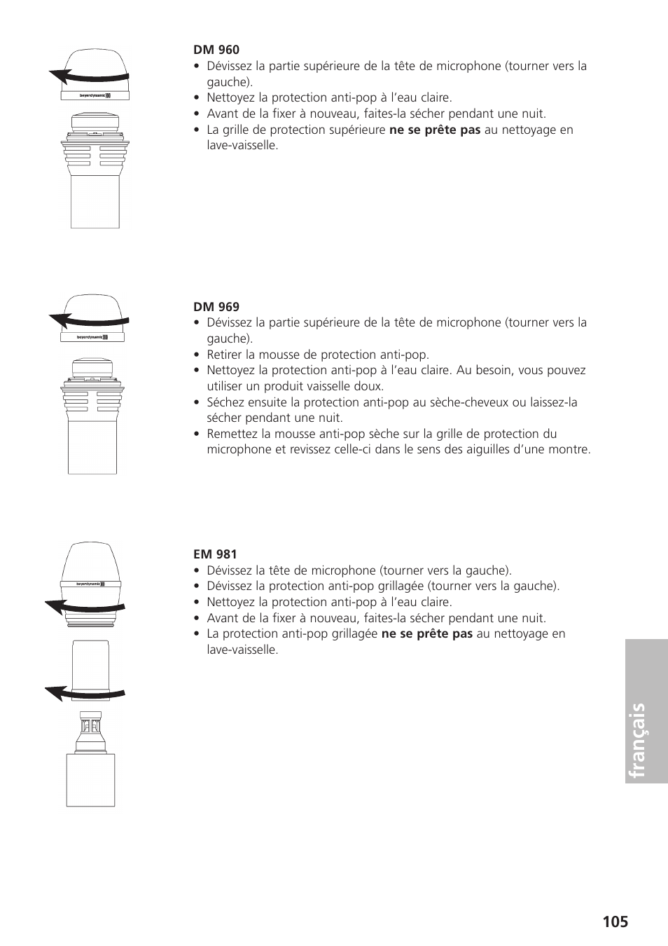 Français | Beyerdynamic UHF Wireless System Opus 900 User Manual | Page 105 / 164