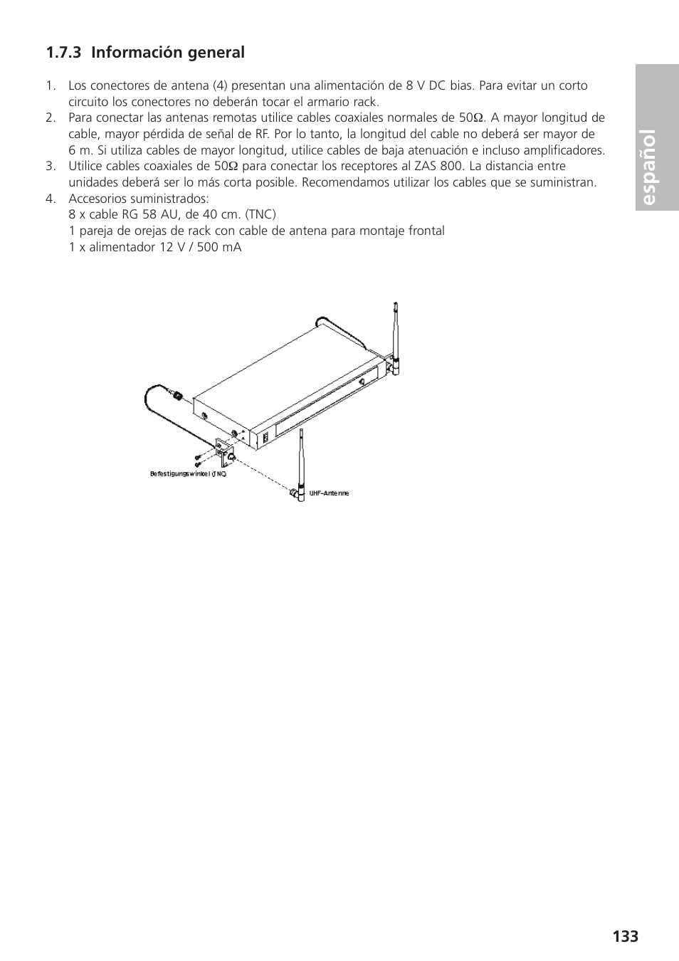 3 información general, Español | Beyerdynamic UHF Wireless System Opus 900 User Manual | Page 133 / 164