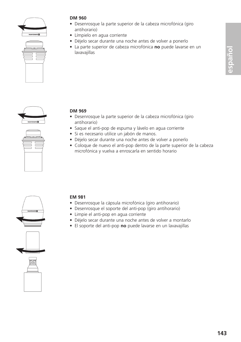 Español | Beyerdynamic UHF Wireless System Opus 900 User Manual | Page 143 / 164