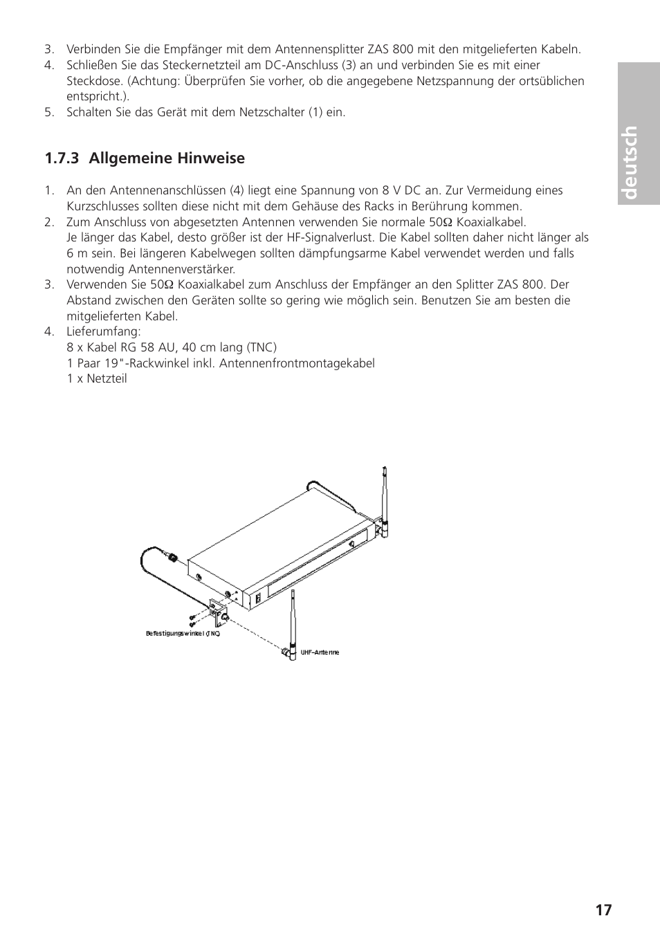 3 allgemeine hinweise, Deutsch | Beyerdynamic UHF Wireless System Opus 900 User Manual | Page 17 / 164
