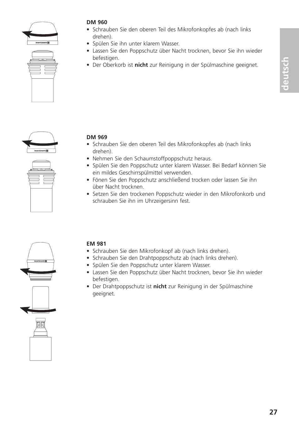 Deutsch | Beyerdynamic UHF Wireless System Opus 900 User Manual | Page 27 / 164