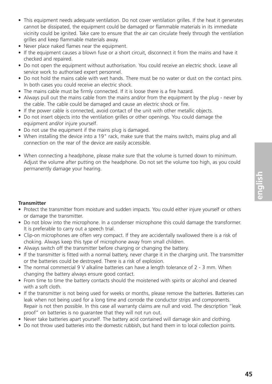English | Beyerdynamic UHF Wireless System Opus 900 User Manual | Page 45 / 164
