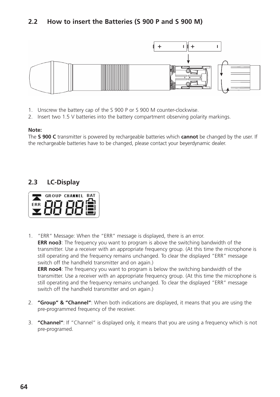 3 lc-display | Beyerdynamic UHF Wireless System Opus 900 User Manual | Page 64 / 164