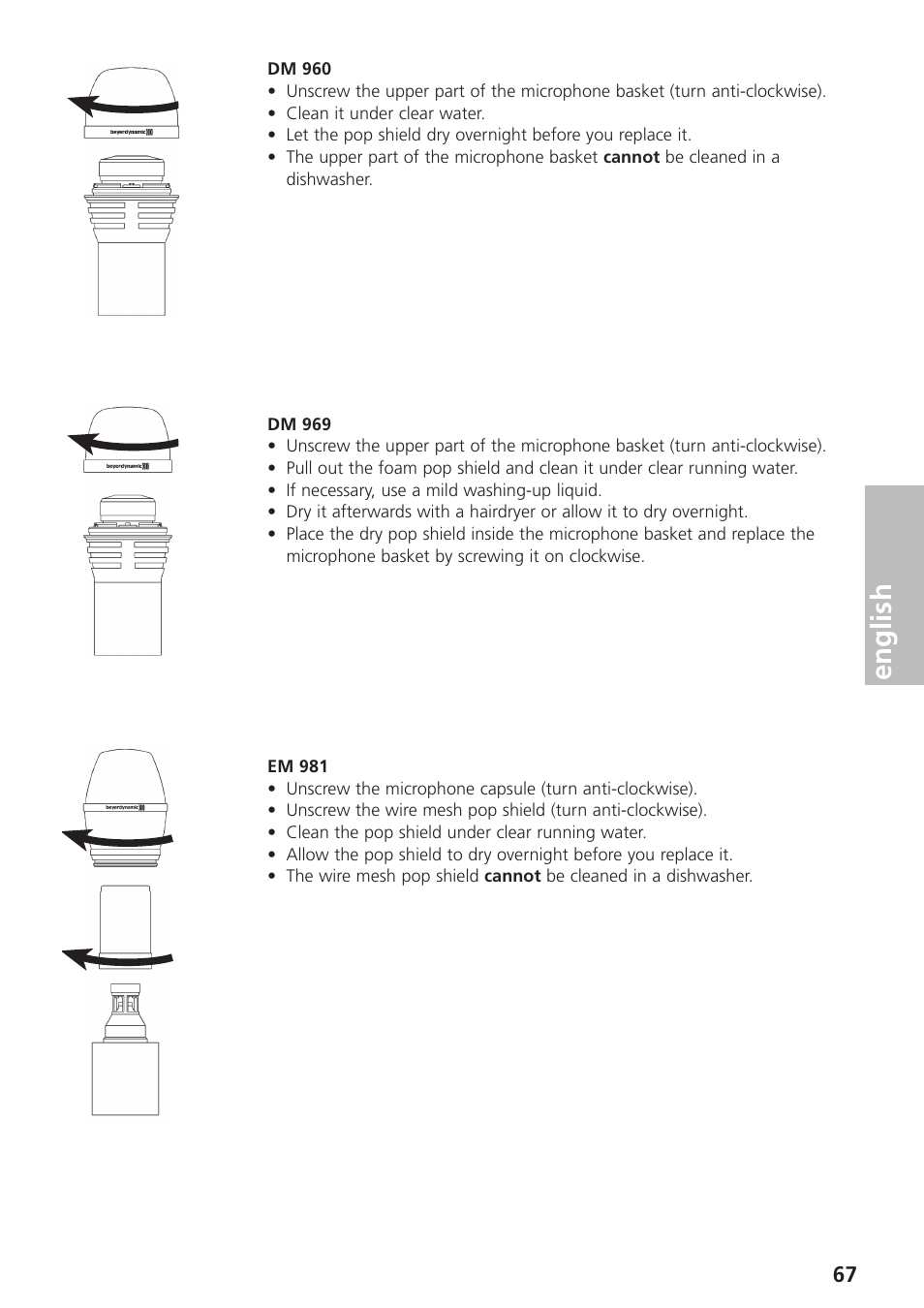 English | Beyerdynamic UHF Wireless System Opus 900 User Manual | Page 67 / 164