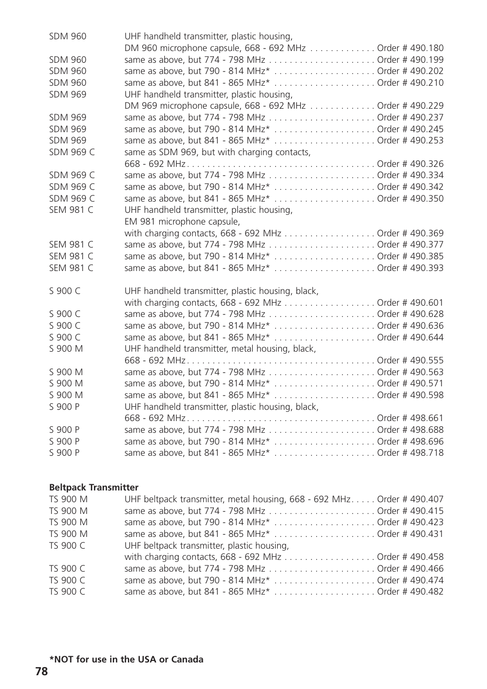 Beyerdynamic UHF Wireless System Opus 900 User Manual | Page 78 / 164