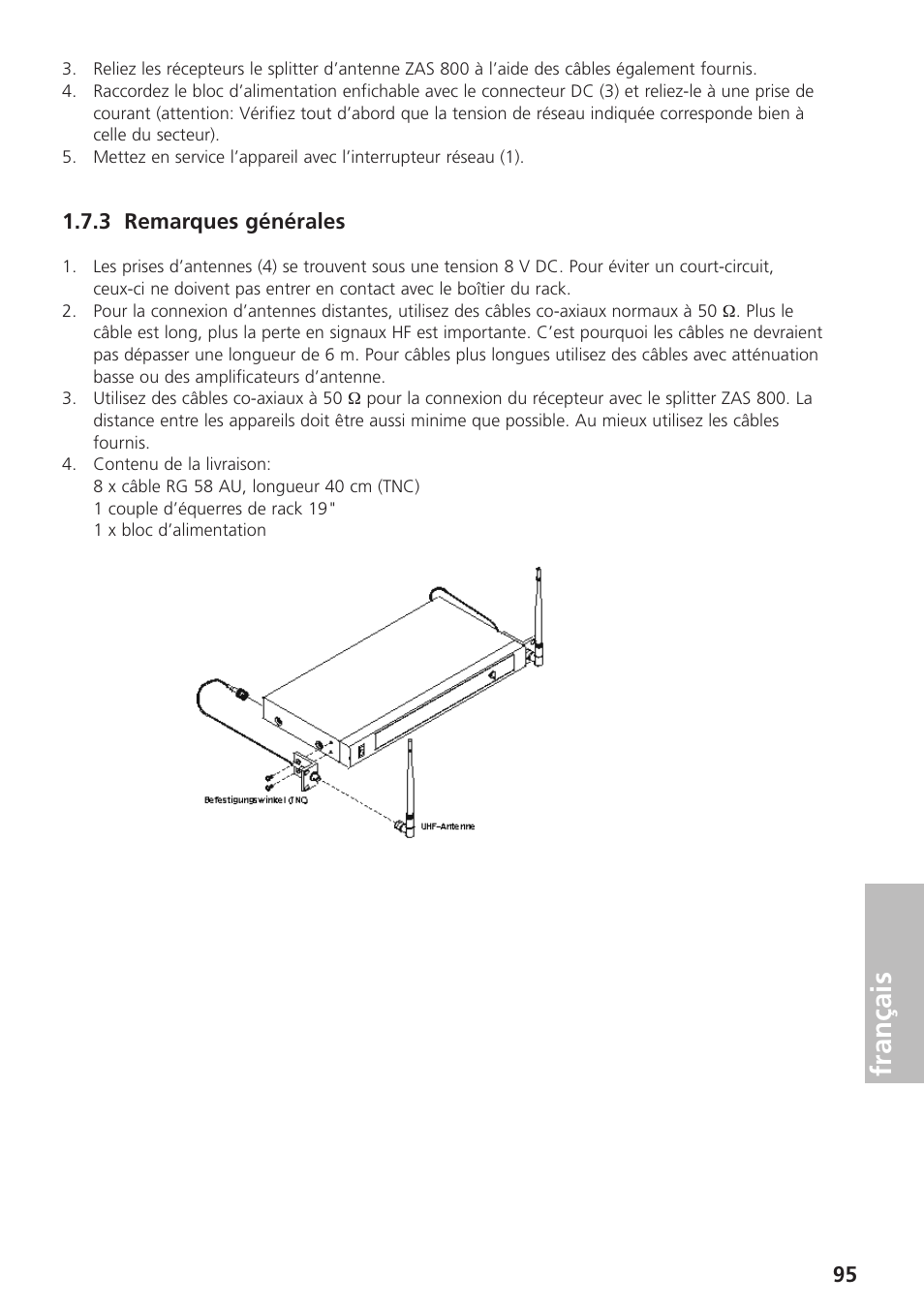 3 remarques générales, Français | Beyerdynamic UHF Wireless System Opus 900 User Manual | Page 95 / 164