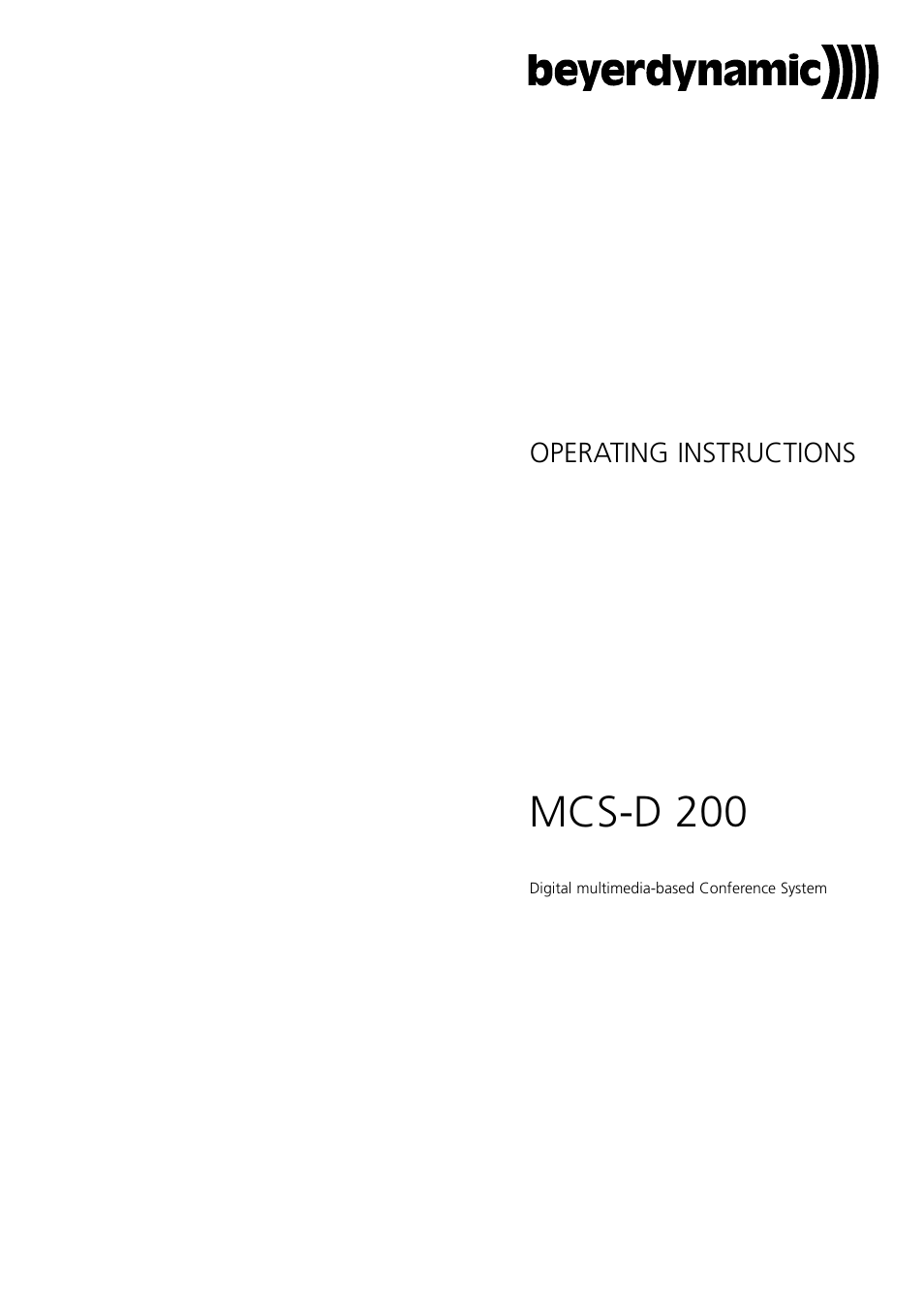 Beyerdynamic MCS-D 200 User Manual | 92 pages