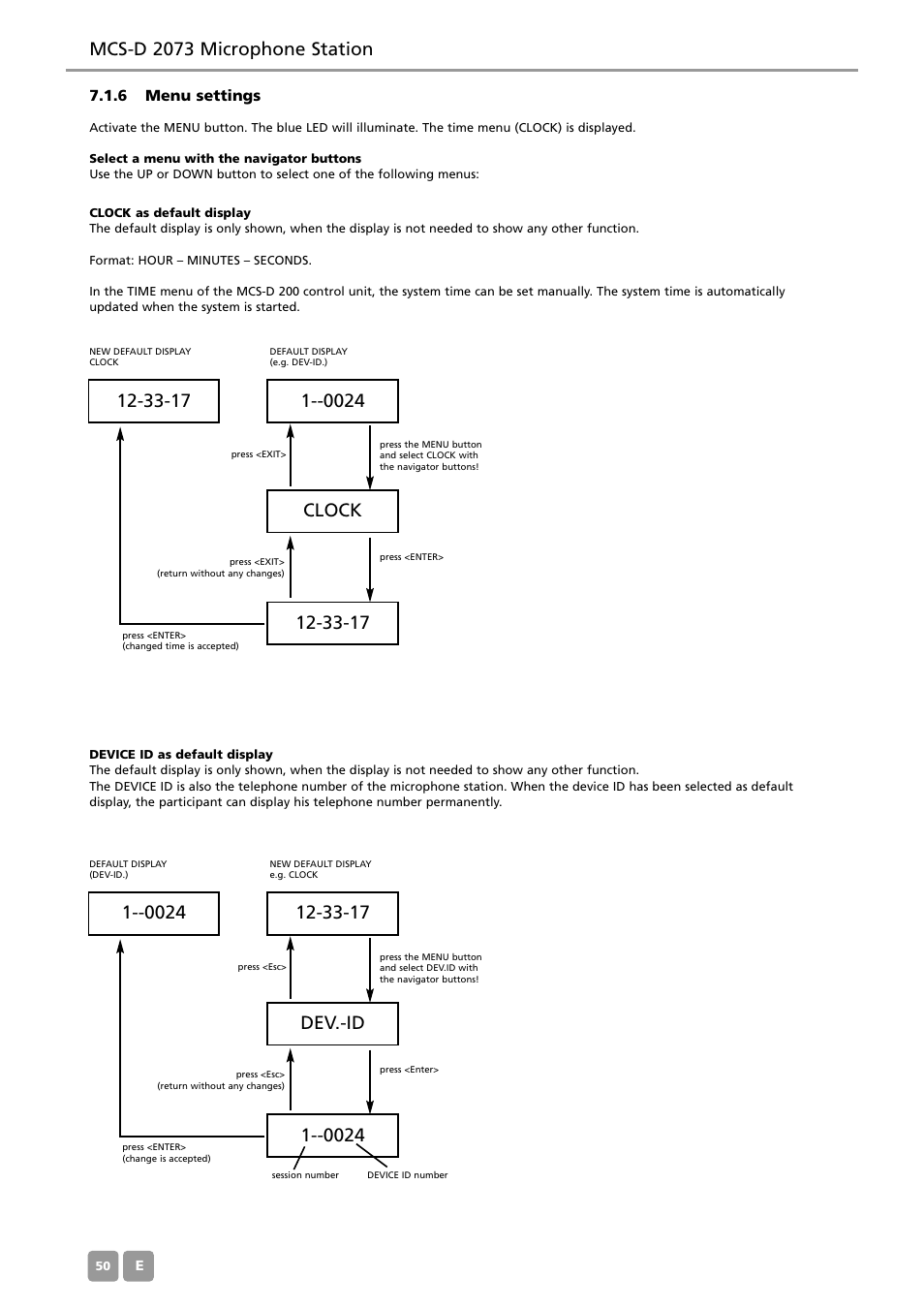 Mcs-d 2073 microphone station, 6 menu settings | Beyerdynamic MCS-D 200 User Manual | Page 50 / 92