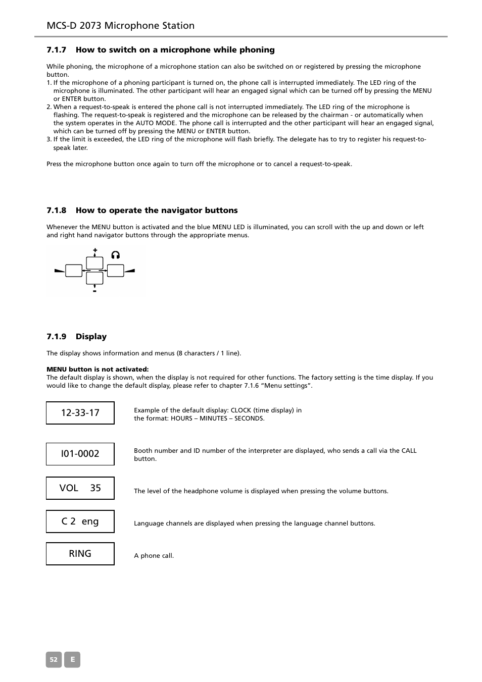 Mcs-d 2073 microphone station | Beyerdynamic MCS-D 200 User Manual | Page 52 / 92