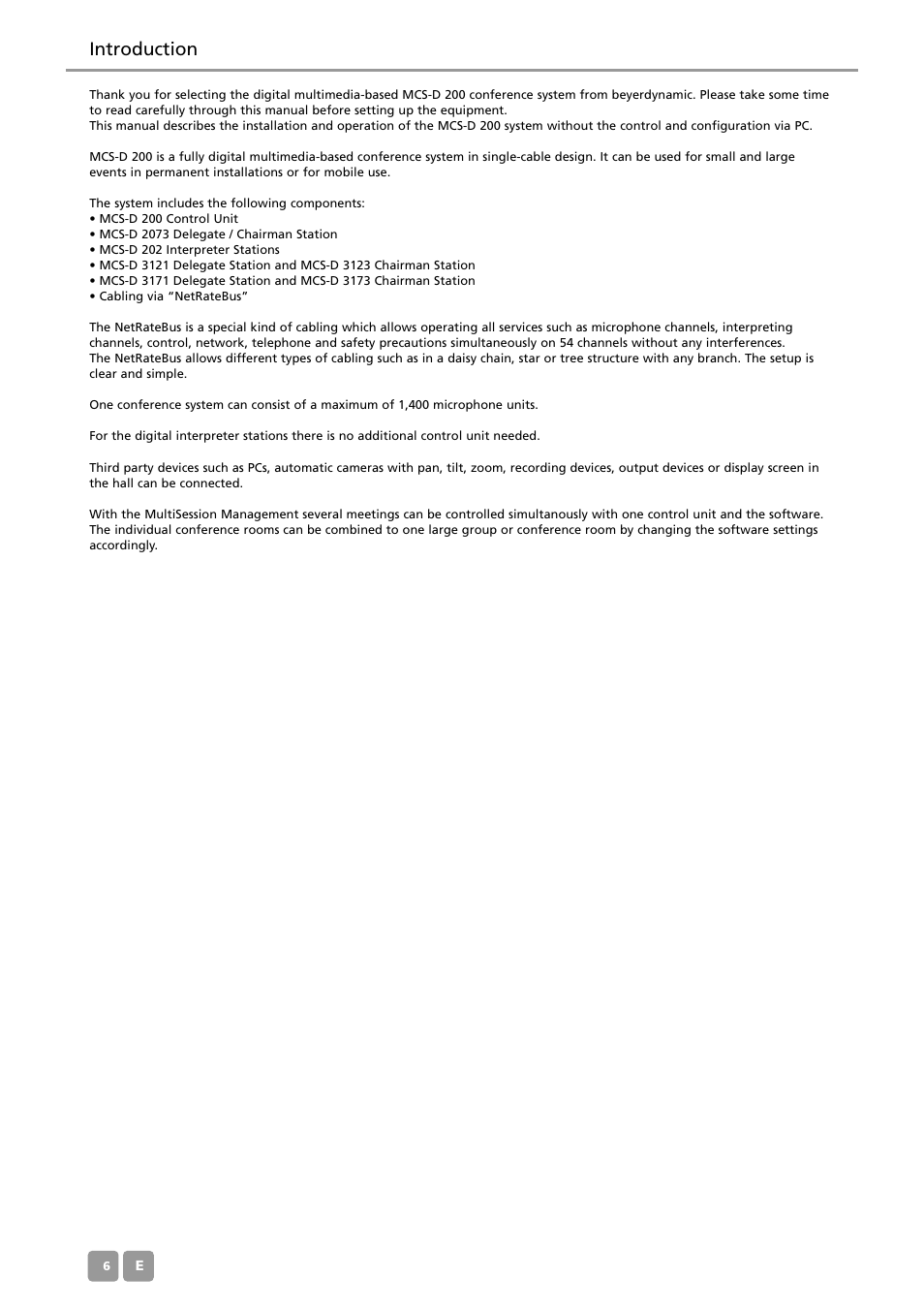Introduction | Beyerdynamic MCS-D 200 User Manual | Page 6 / 92