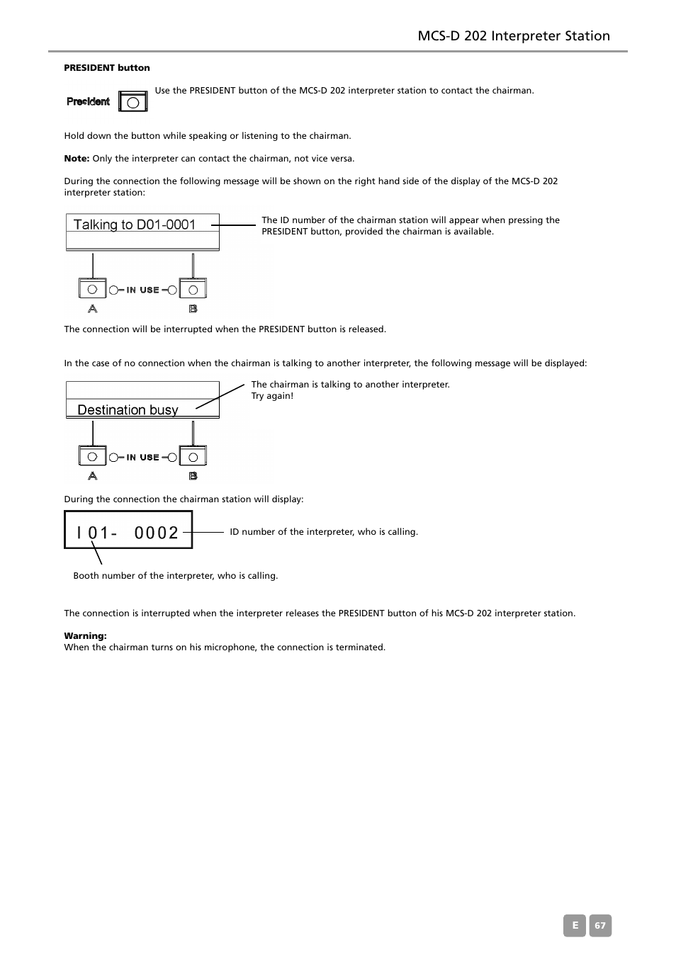 Mcs-d 202 interpreter station | Beyerdynamic MCS-D 200 User Manual | Page 67 / 92