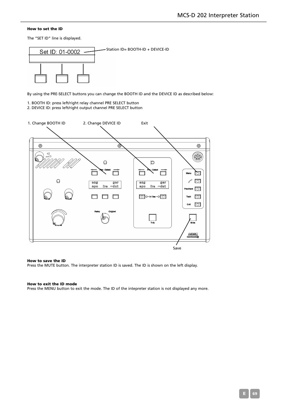 Mcs-d 202 interpreter station | Beyerdynamic MCS-D 200 User Manual | Page 69 / 92