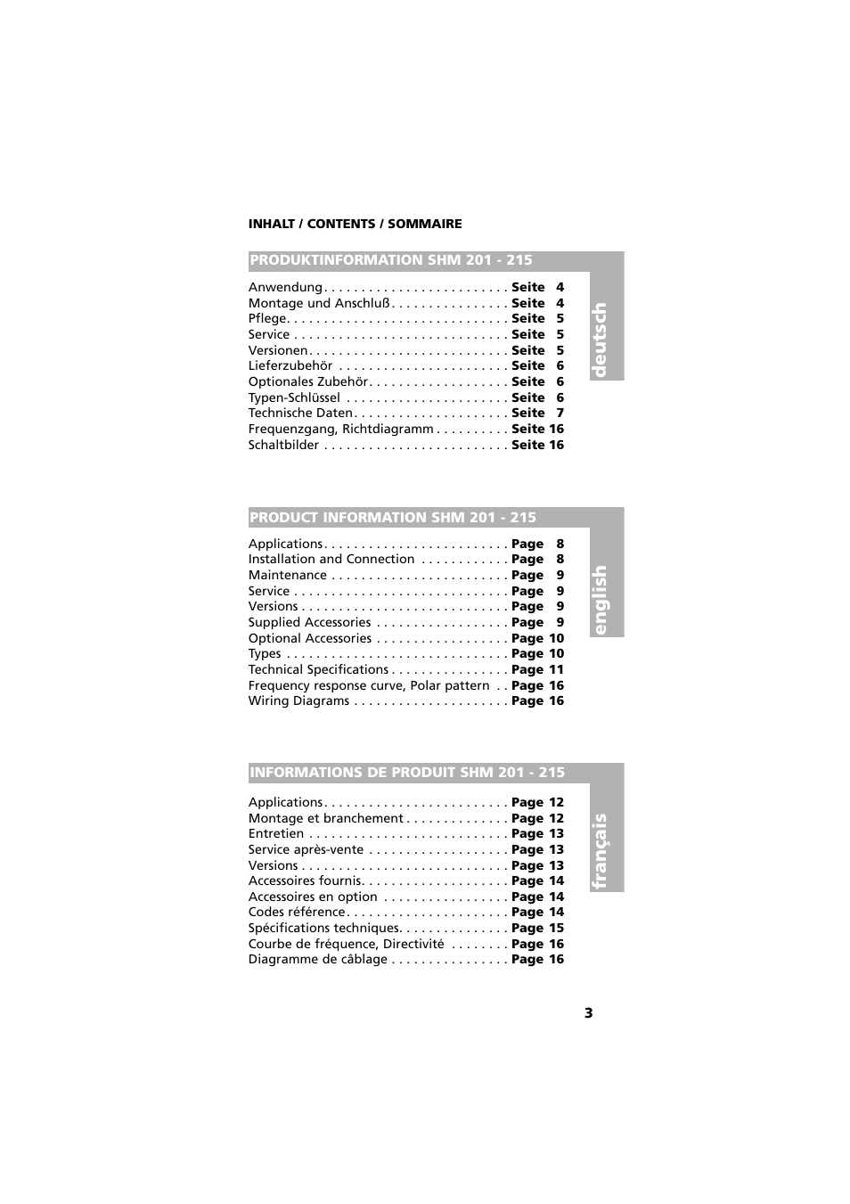 Beyerdynamic SHM 201 - 215 User Manual | Page 3 / 20