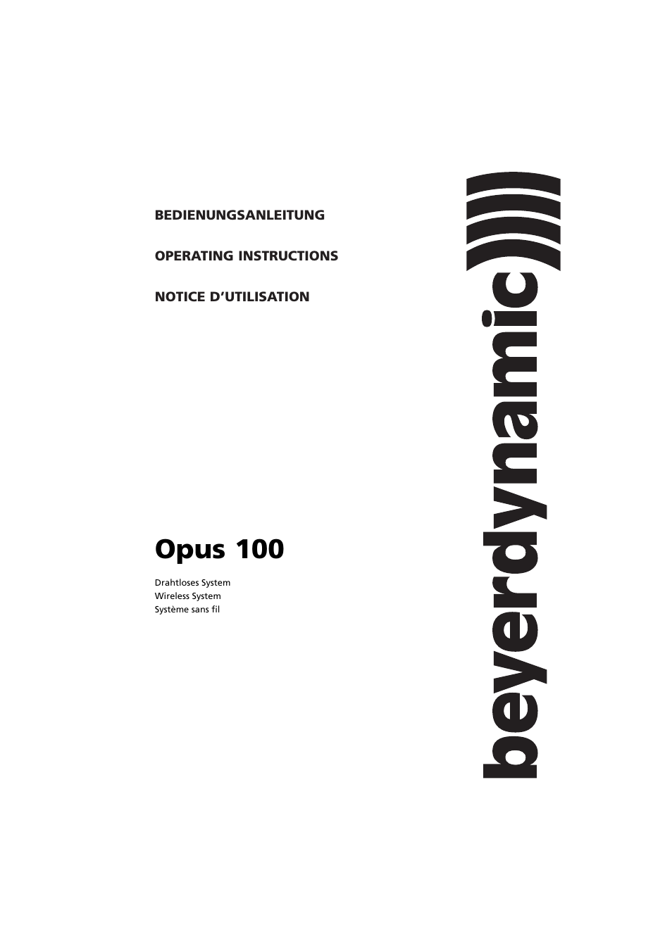 Beyerdynamic Opus 100 User Manual | 13 pages