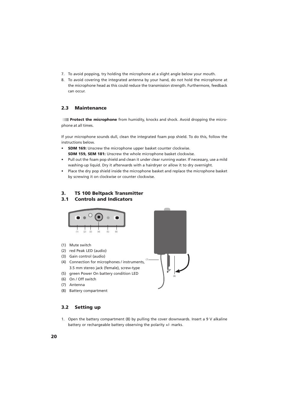 3 maintenance, 2 setting up | Beyerdynamic Opus 100 User Manual | Page 6 / 13