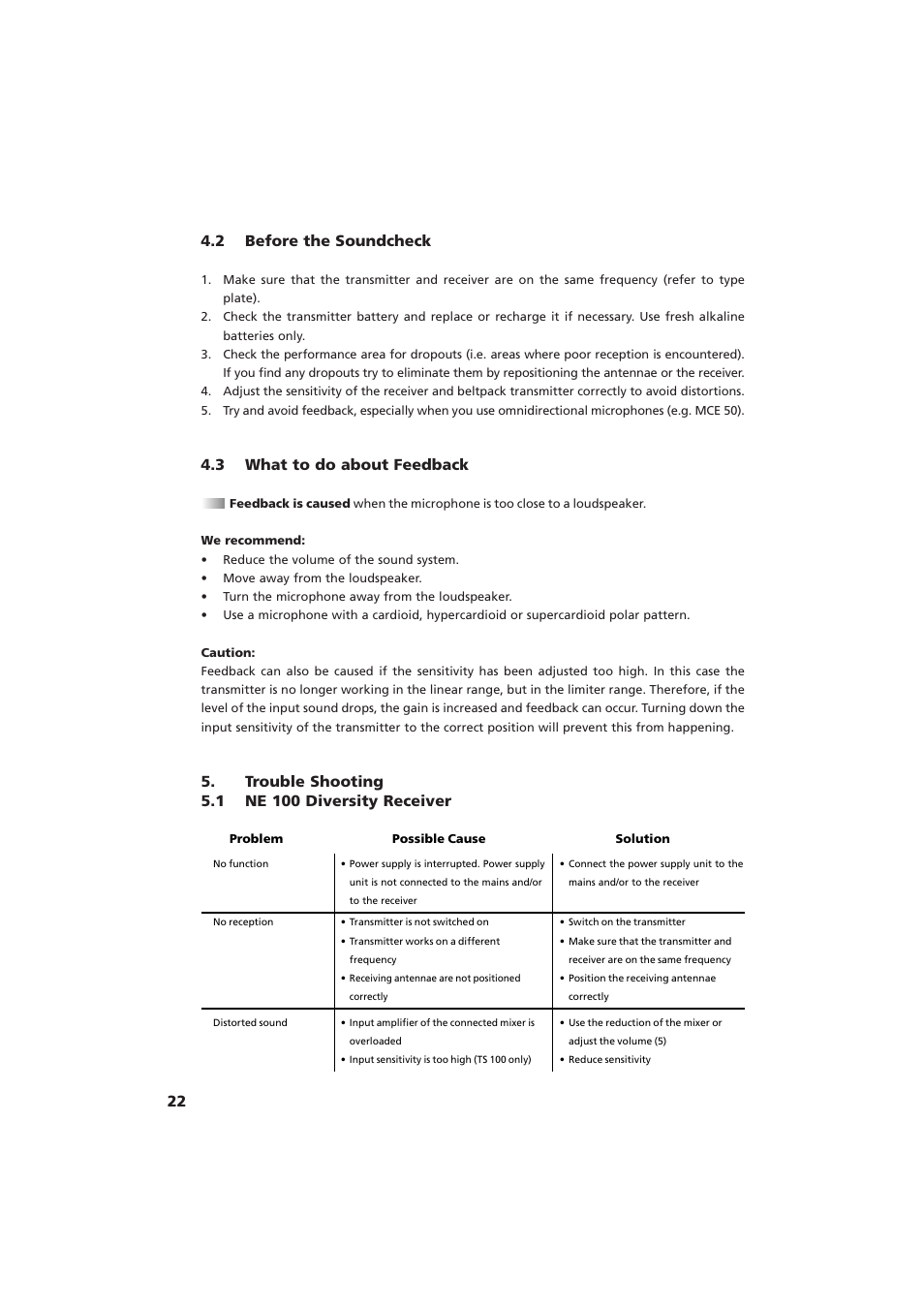 22 4.2 before the soundcheck, 3 what to do about feedback | Beyerdynamic Opus 100 User Manual | Page 8 / 13