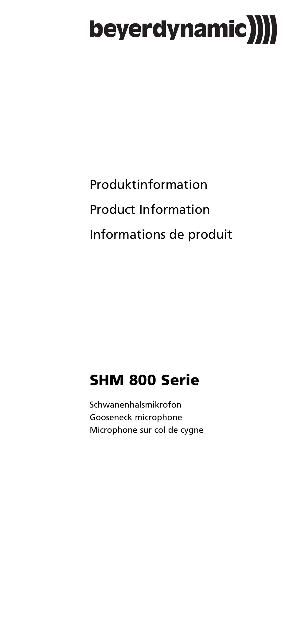 Beyerdynamic SHM 800 Series User Manual | 16 pages