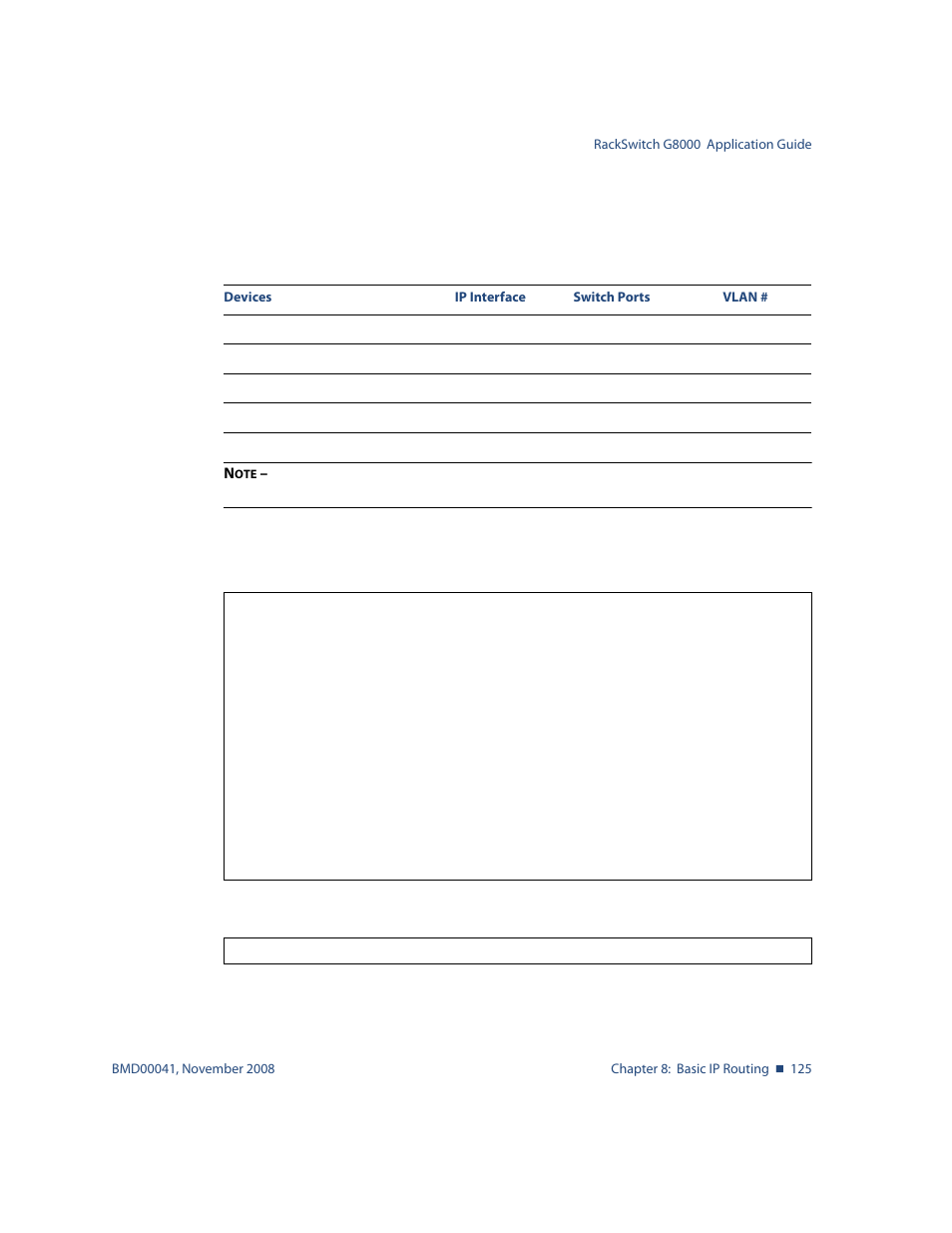 Table 8-3, Subnet routing example: optional vlan ports 125 | Blade ICE G8000 User Manual | Page 125 / 145