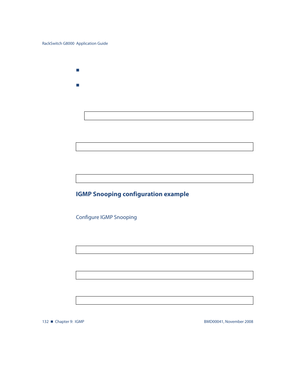 Igmp snooping configuration example, Configure igmp snooping, Igmp snooping configuration example 132 | Blade ICE G8000 User Manual | Page 132 / 145