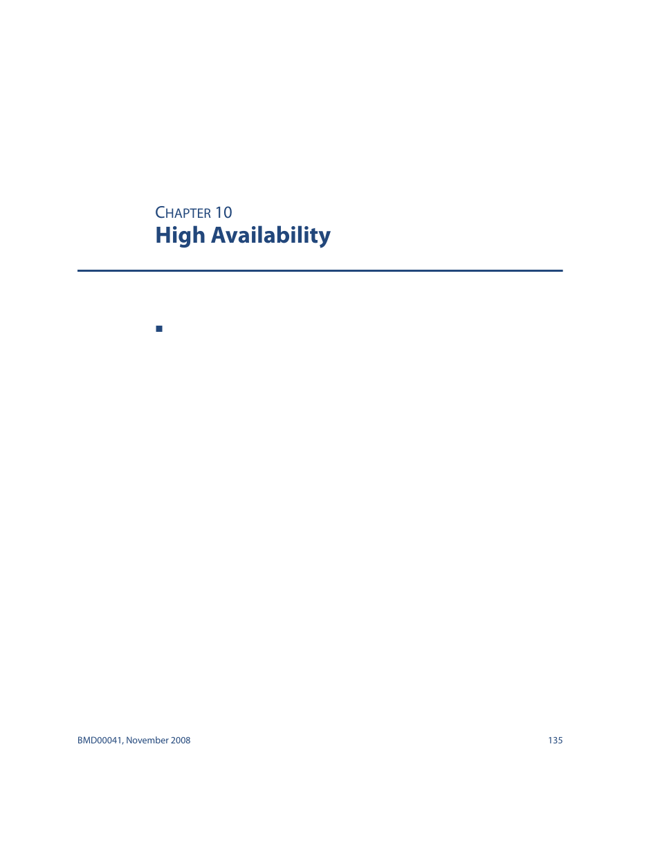 High availability, Chapter 10: high availability 135, Chapter 10, “high availability | Blade ICE G8000 User Manual | Page 135 / 145