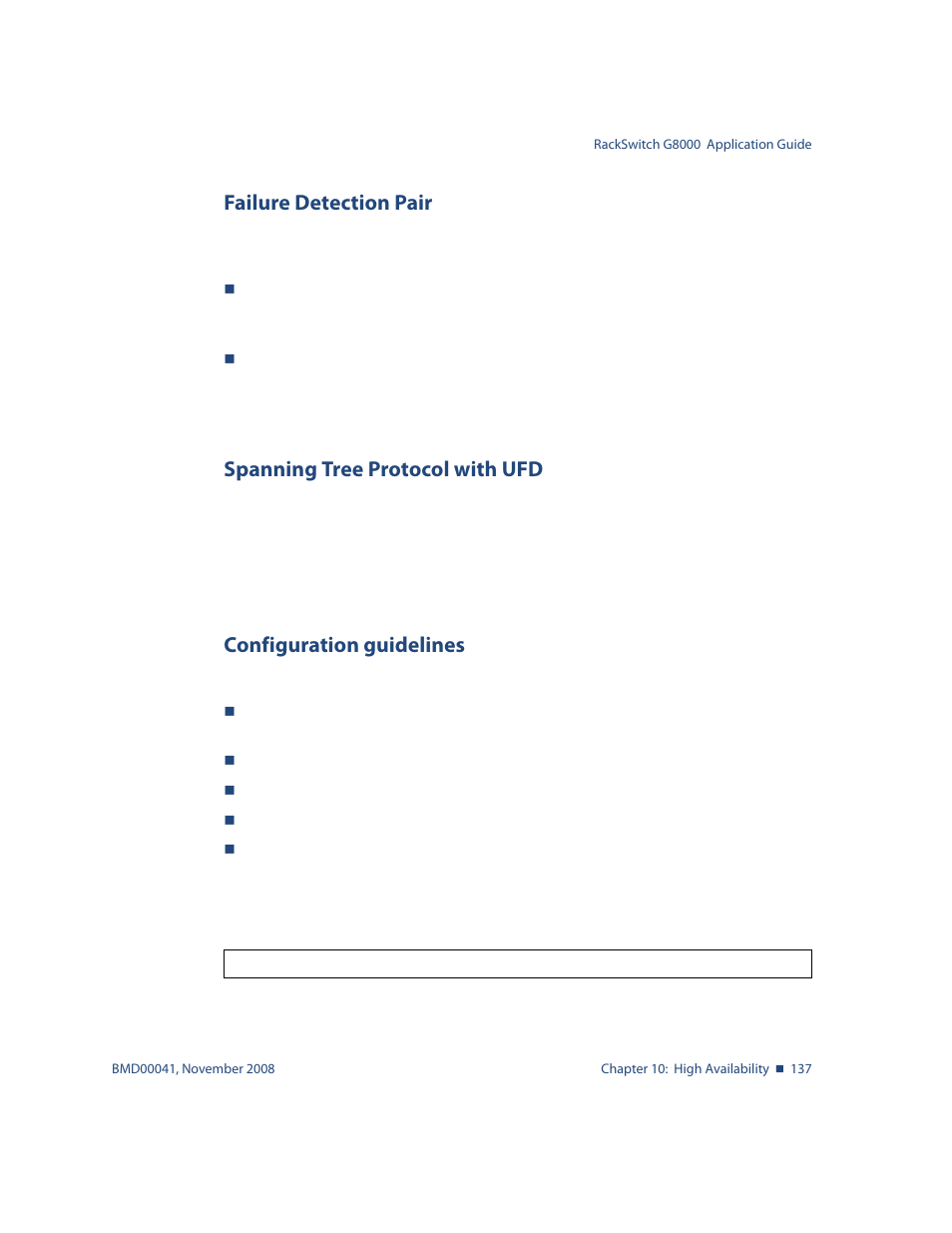 Failure detection pair, Spanning tree protocol with ufd, Configuration guidelines | Blade ICE G8000 User Manual | Page 137 / 145