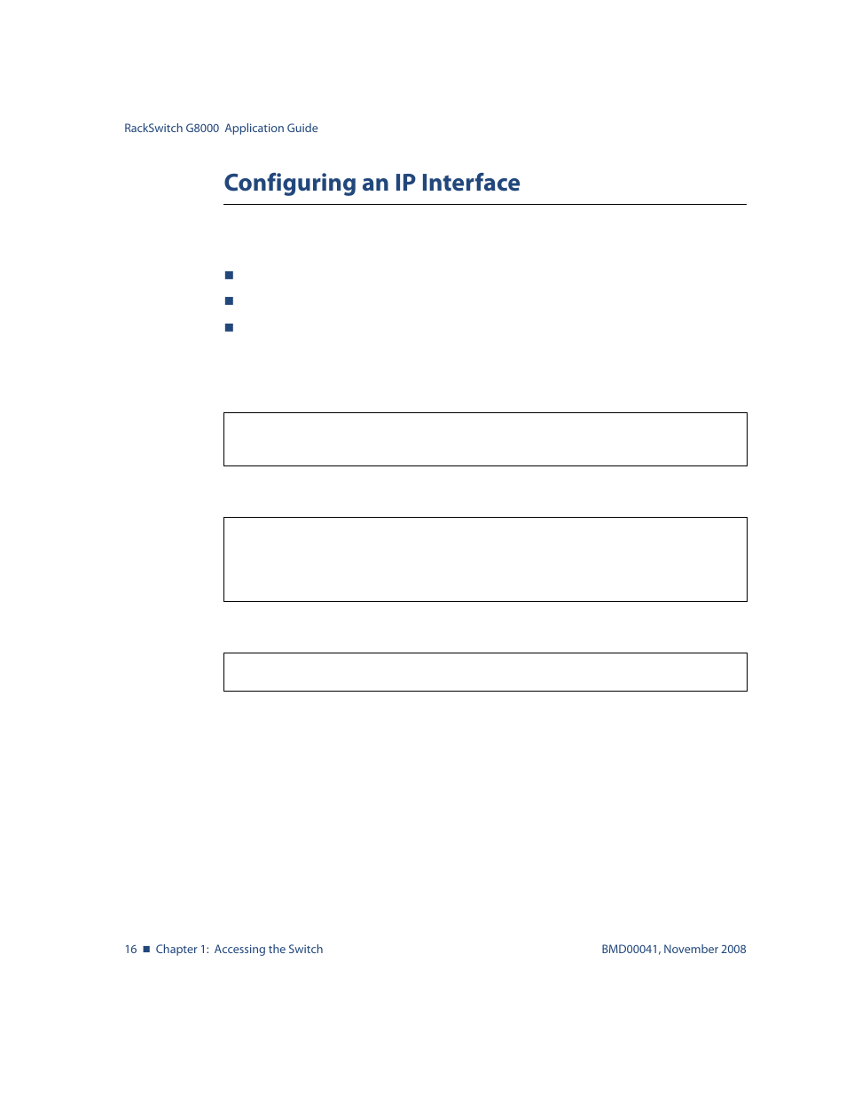 Configuring an ip interface, Configuring an ip interface 16 | Blade ICE G8000 User Manual | Page 16 / 145