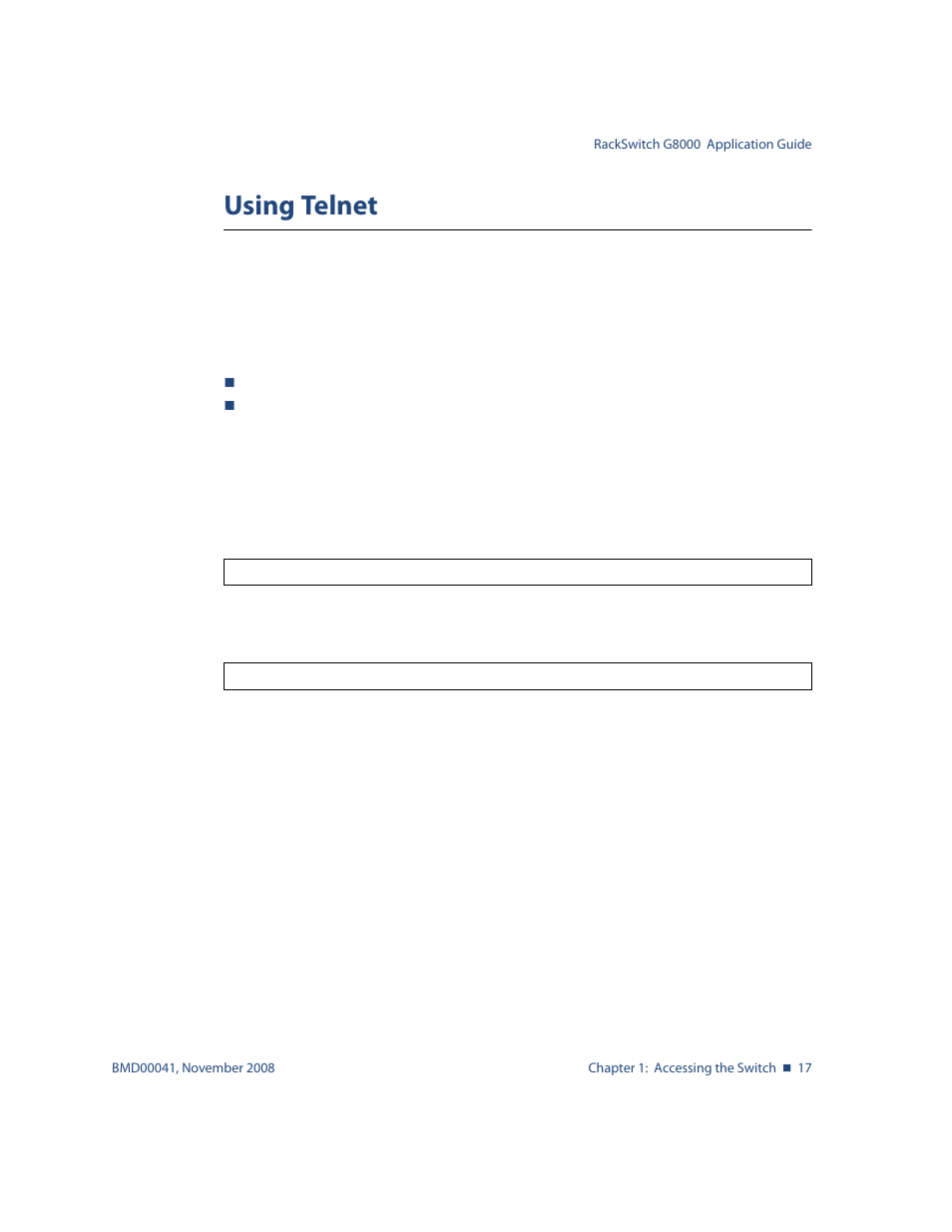Using telnet, Using telnet 17 | Blade ICE G8000 User Manual | Page 17 / 145