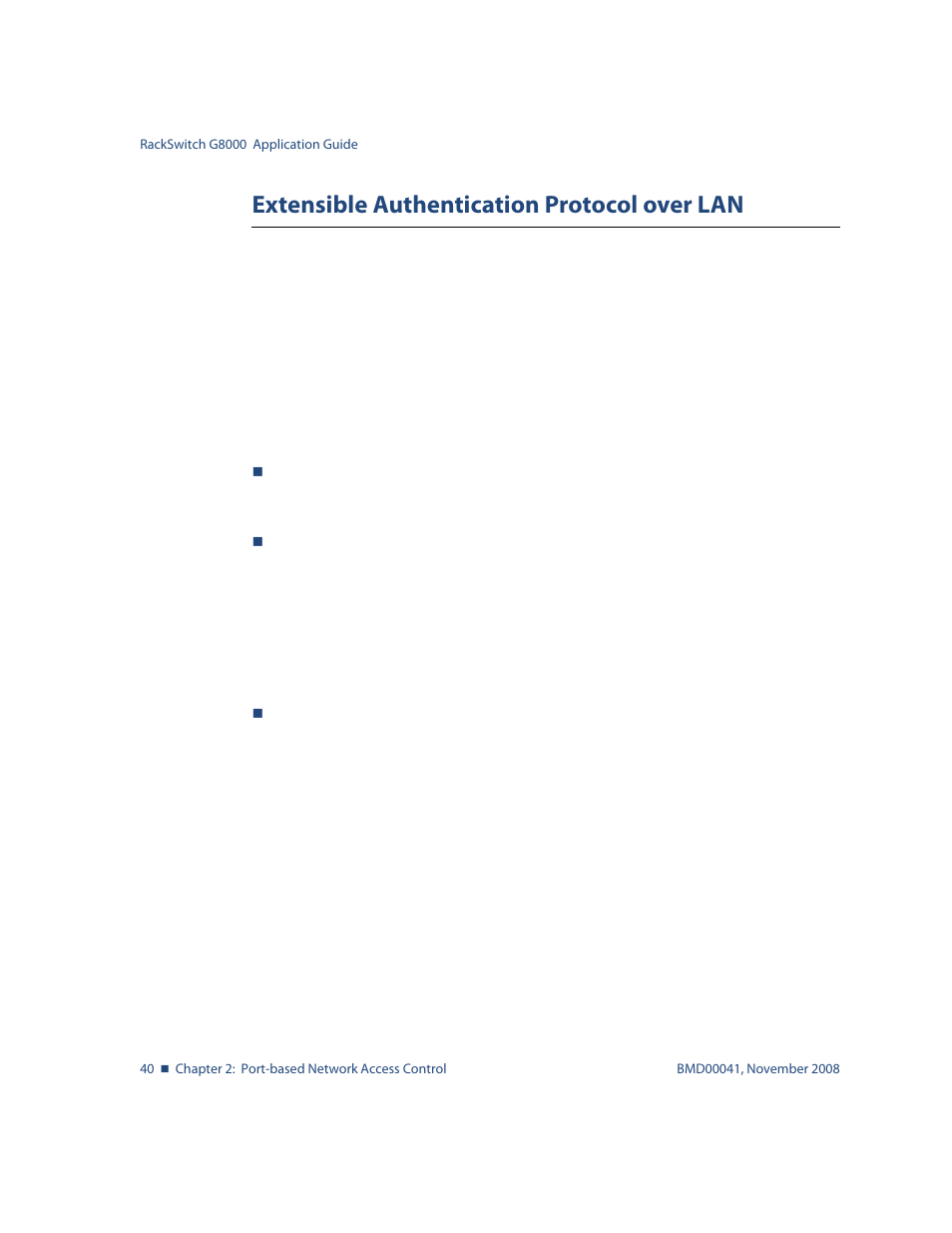 Extensible authentication protocol over lan, Extensible authentication protocol over lan 40 | Blade ICE G8000 User Manual | Page 40 / 145