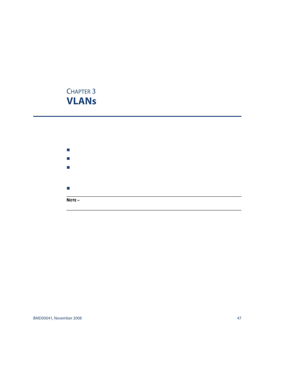 Vlans, Chapter 3: vlans 47, Chapter 3, “vlans | Blade ICE G8000 User Manual | Page 47 / 145