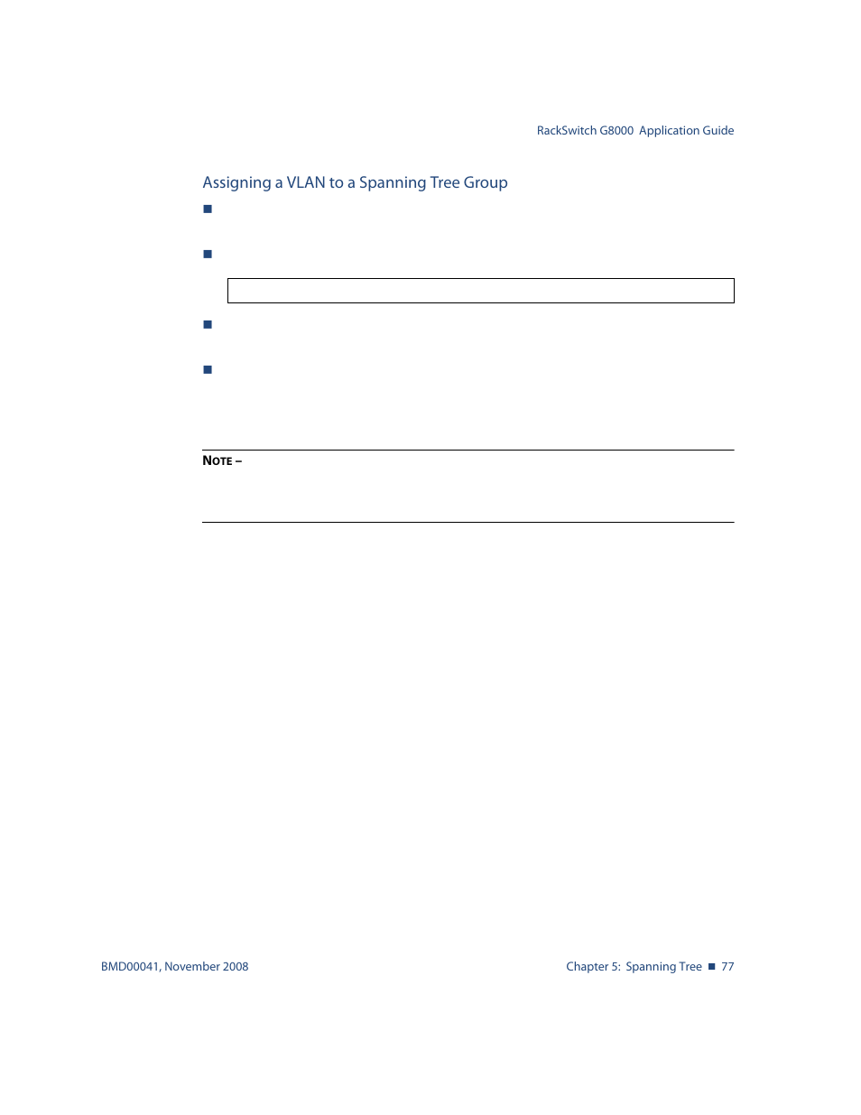 Assigning a vlan to a spanning tree group | Blade ICE G8000 User Manual | Page 77 / 145