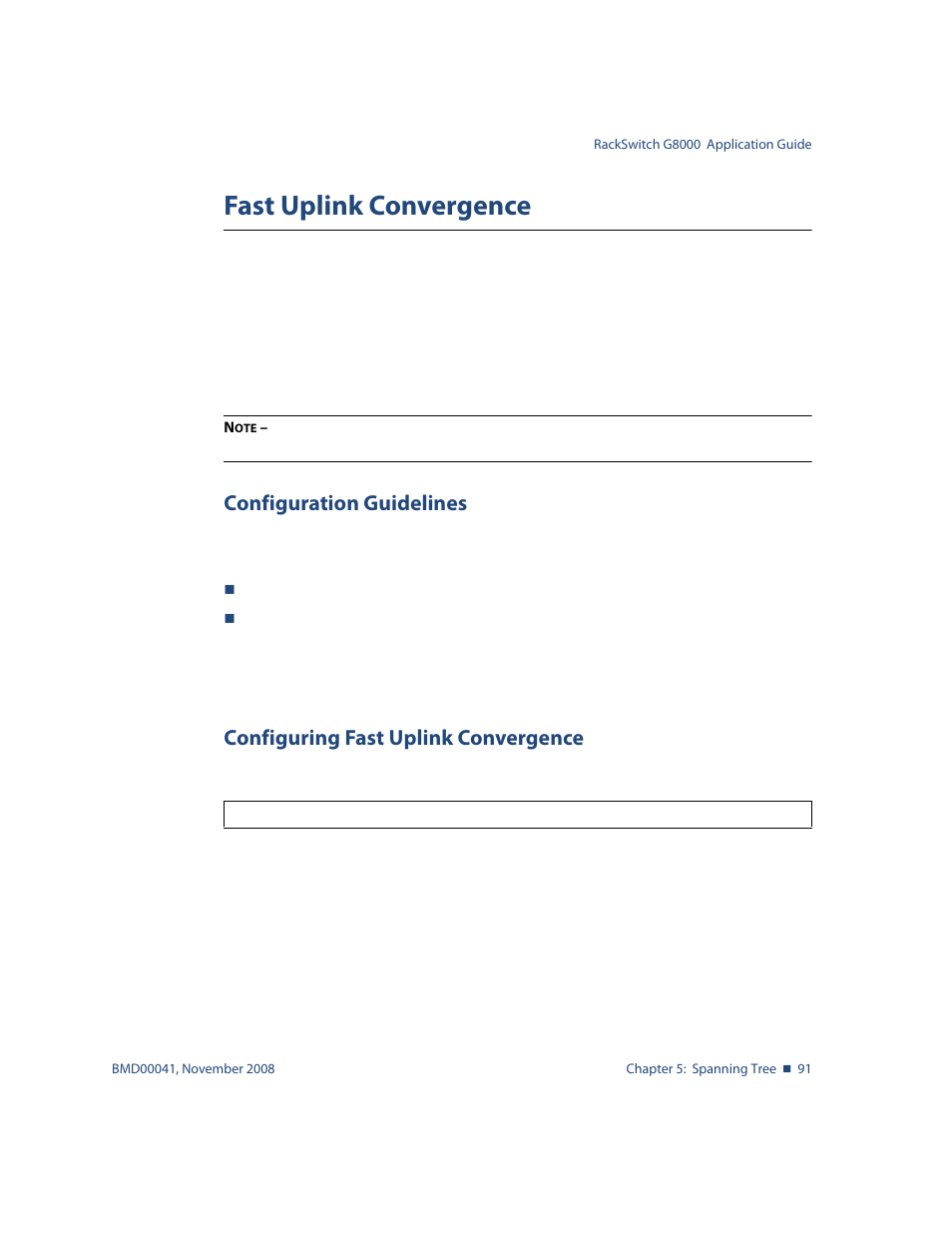 Fast uplink convergence, Configuration guidelines, Configuring fast uplink convergence | Fast uplink convergence 91 | Blade ICE G8000 User Manual | Page 91 / 145
