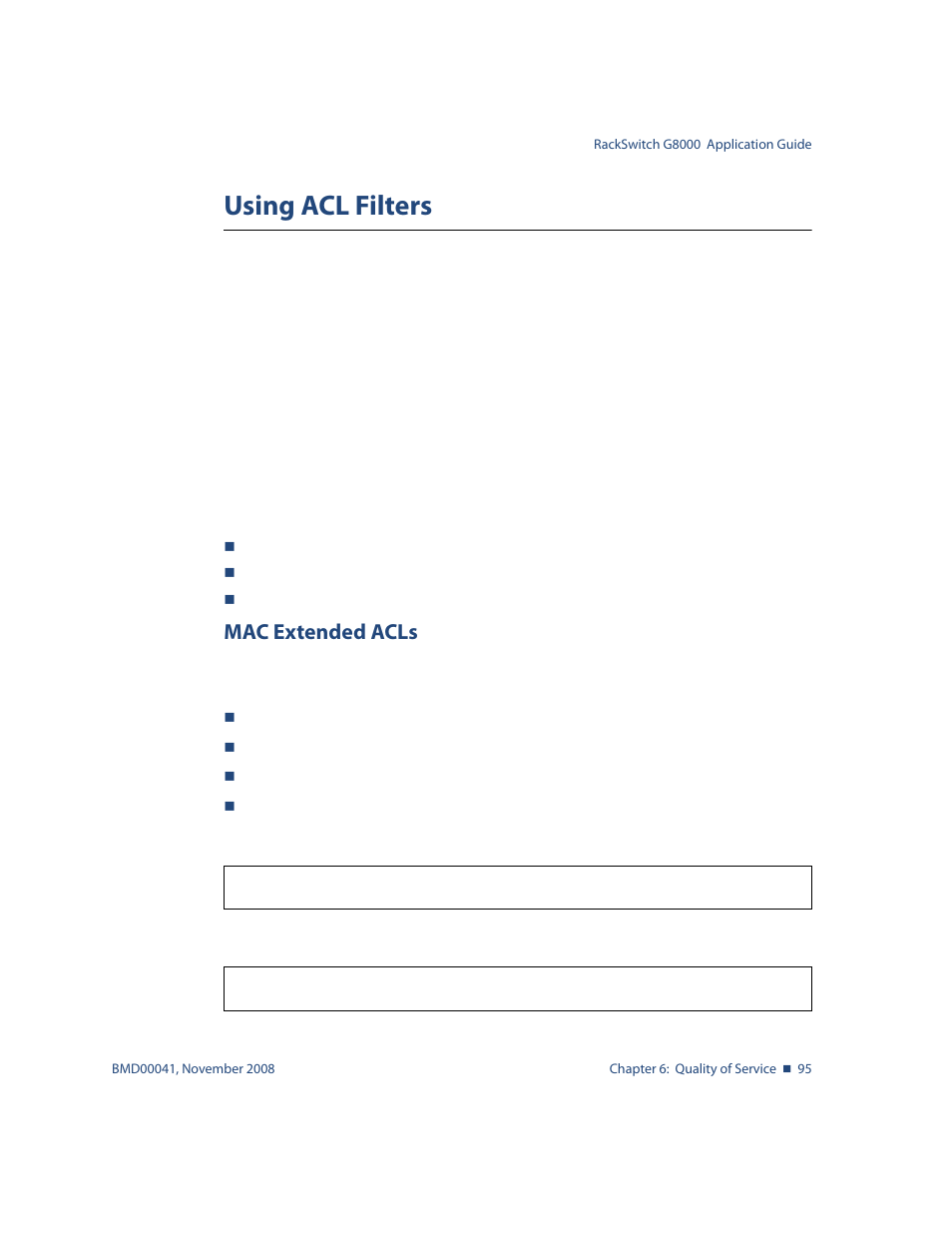 Using acl filters, Mac extended acls, Using acl filters 95 | Blade ICE G8000 User Manual | Page 95 / 145