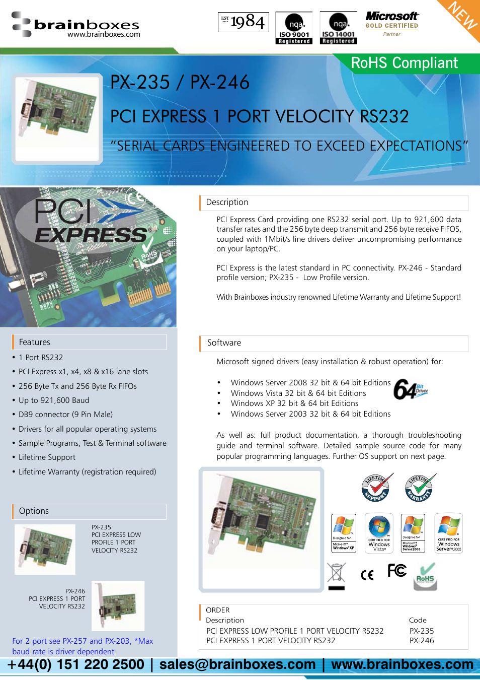 Brainboxes RoHS Compliant PX-246 User Manual | 2 pages