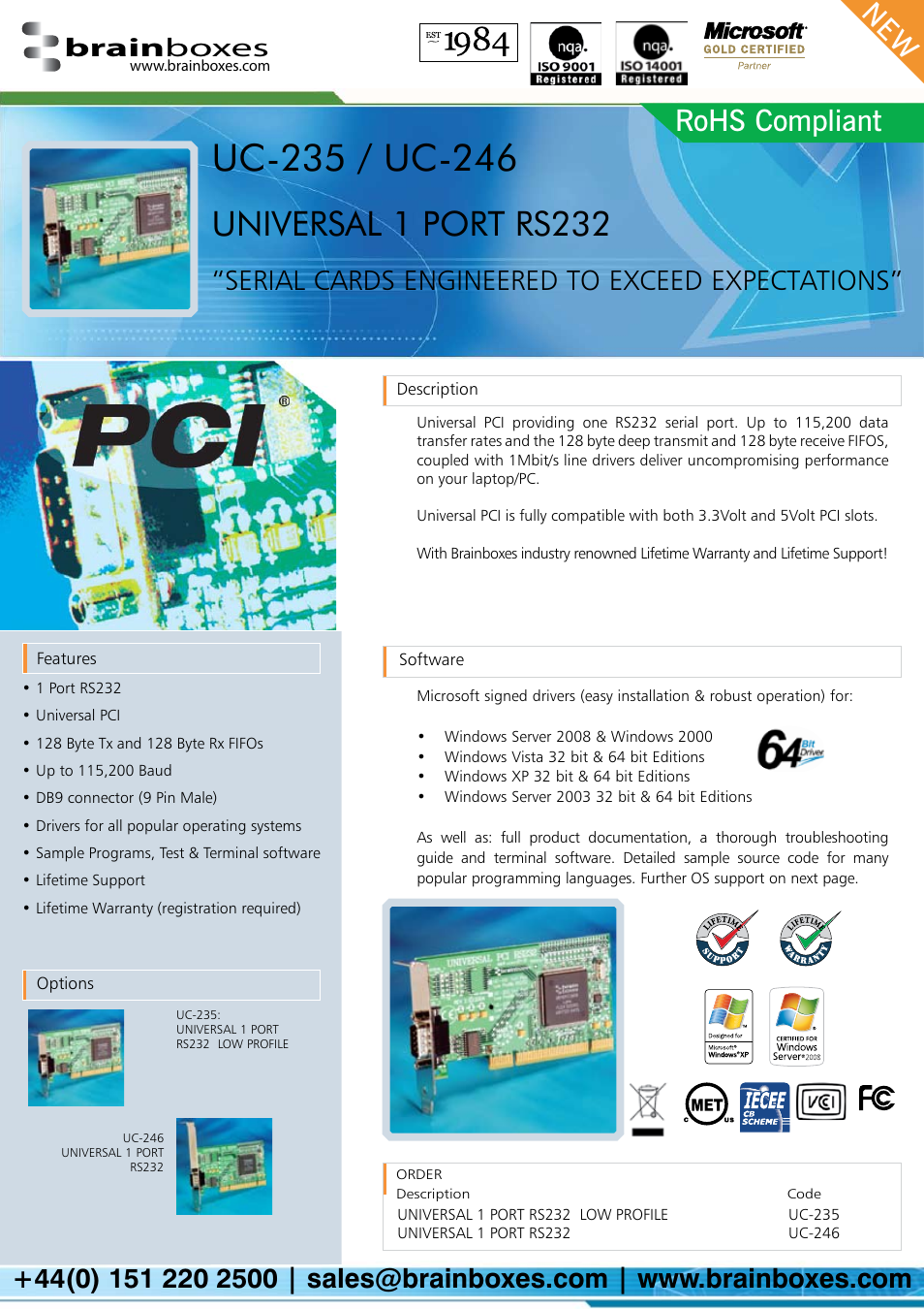 Brainboxes UC-246 User Manual | 2 pages