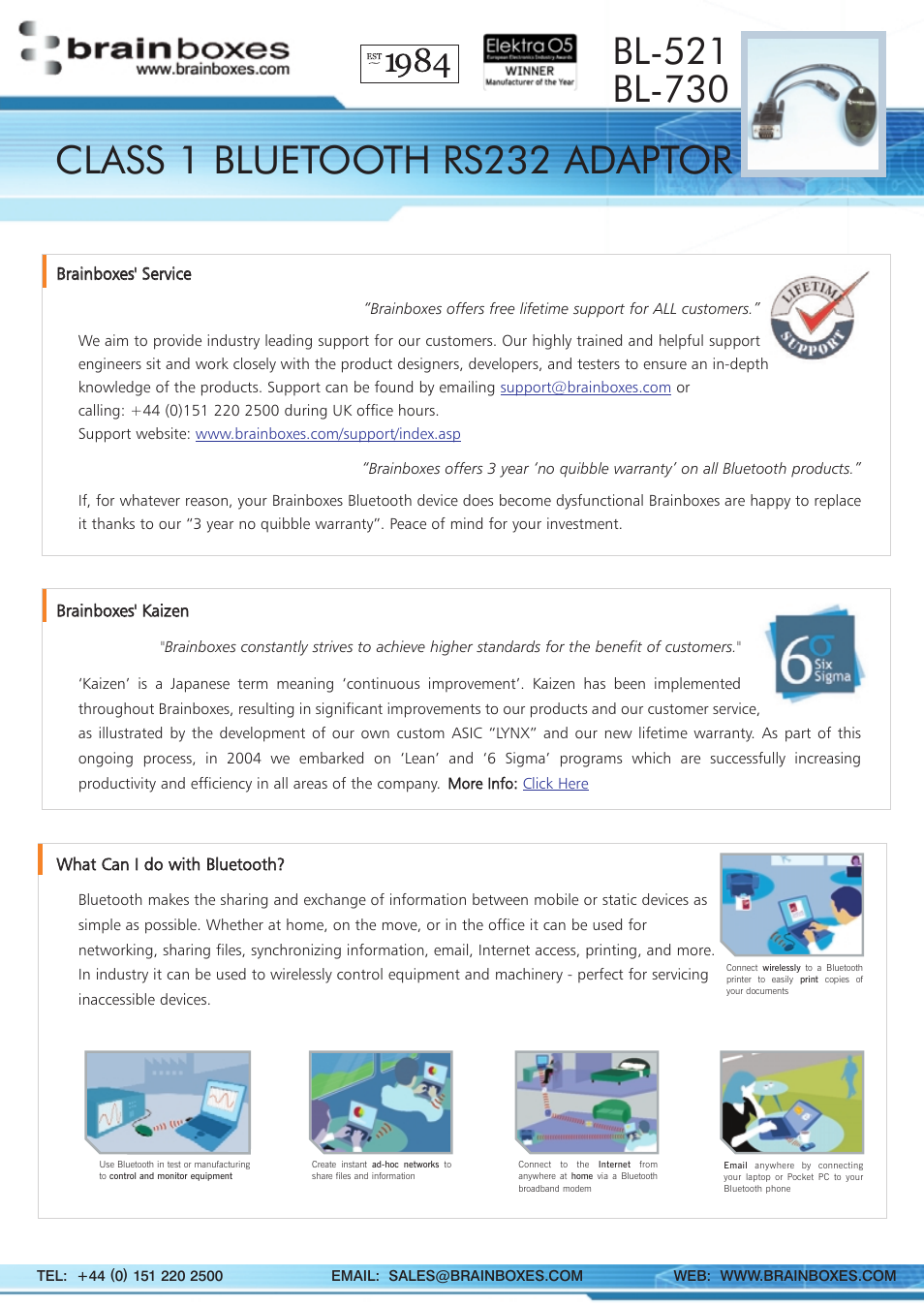 Class 1 bluetooth rs232 adaptor | Brainboxes BL-730 User Manual | Page 4 / 4