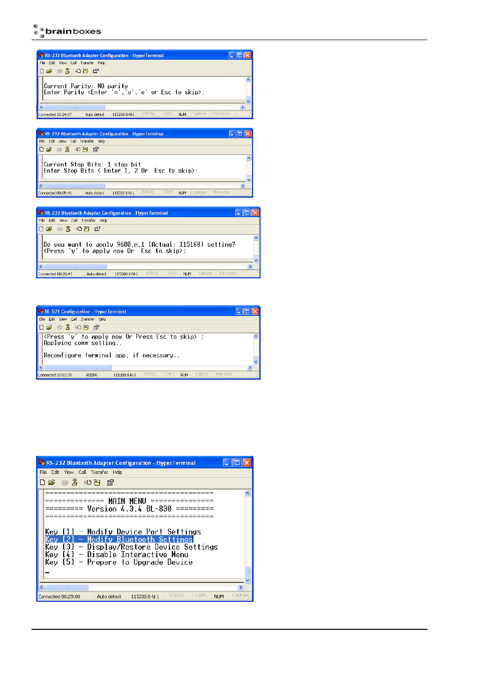 Handshaking, Bluetooth parameters | Brainboxes BL-830 User Manual | Page 23 / 41