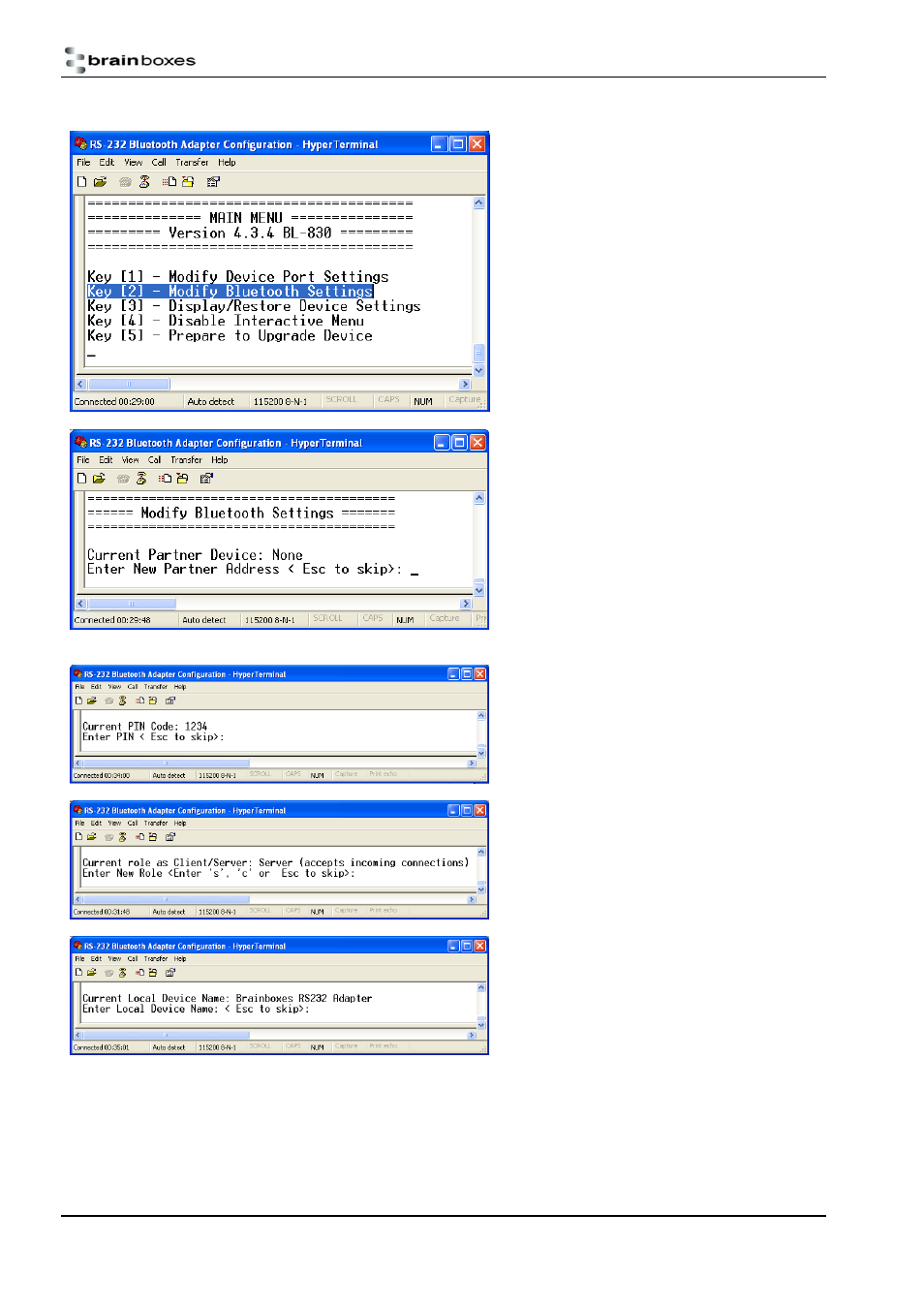 Configuration by menu, Configuration by commands | Brainboxes BL-830 User Manual | Page 34 / 41