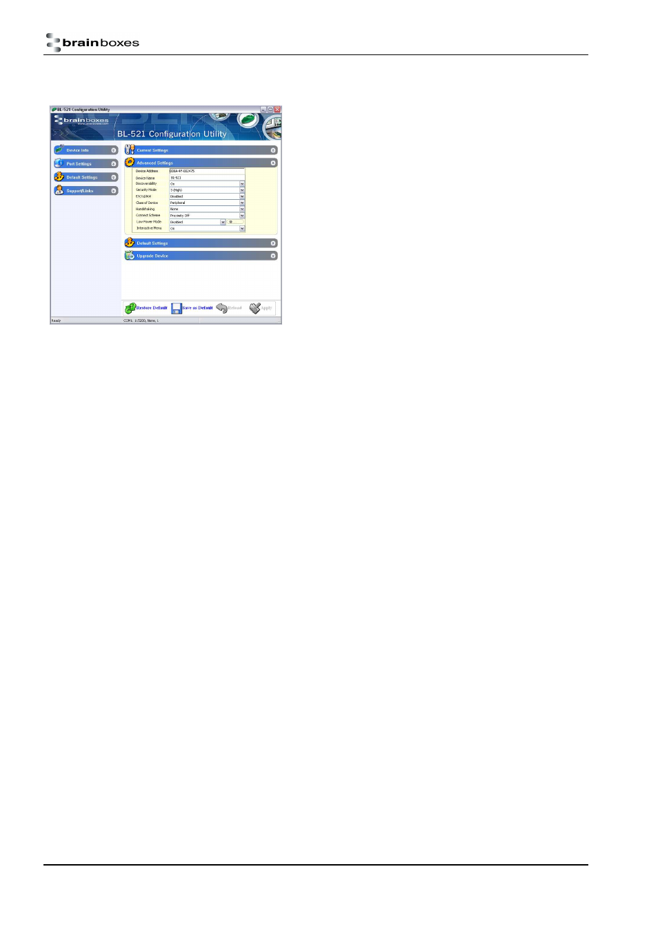 Advanced settings | Brainboxes RS232 User Manual | Page 12 / 41