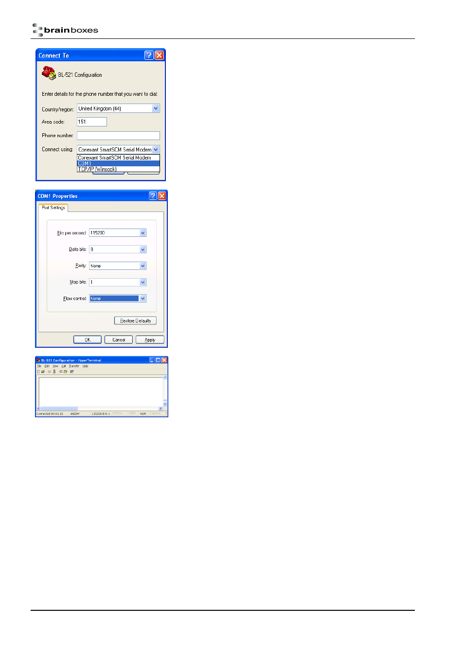 Configuration menu | Brainboxes RS232 User Manual | Page 18 / 41