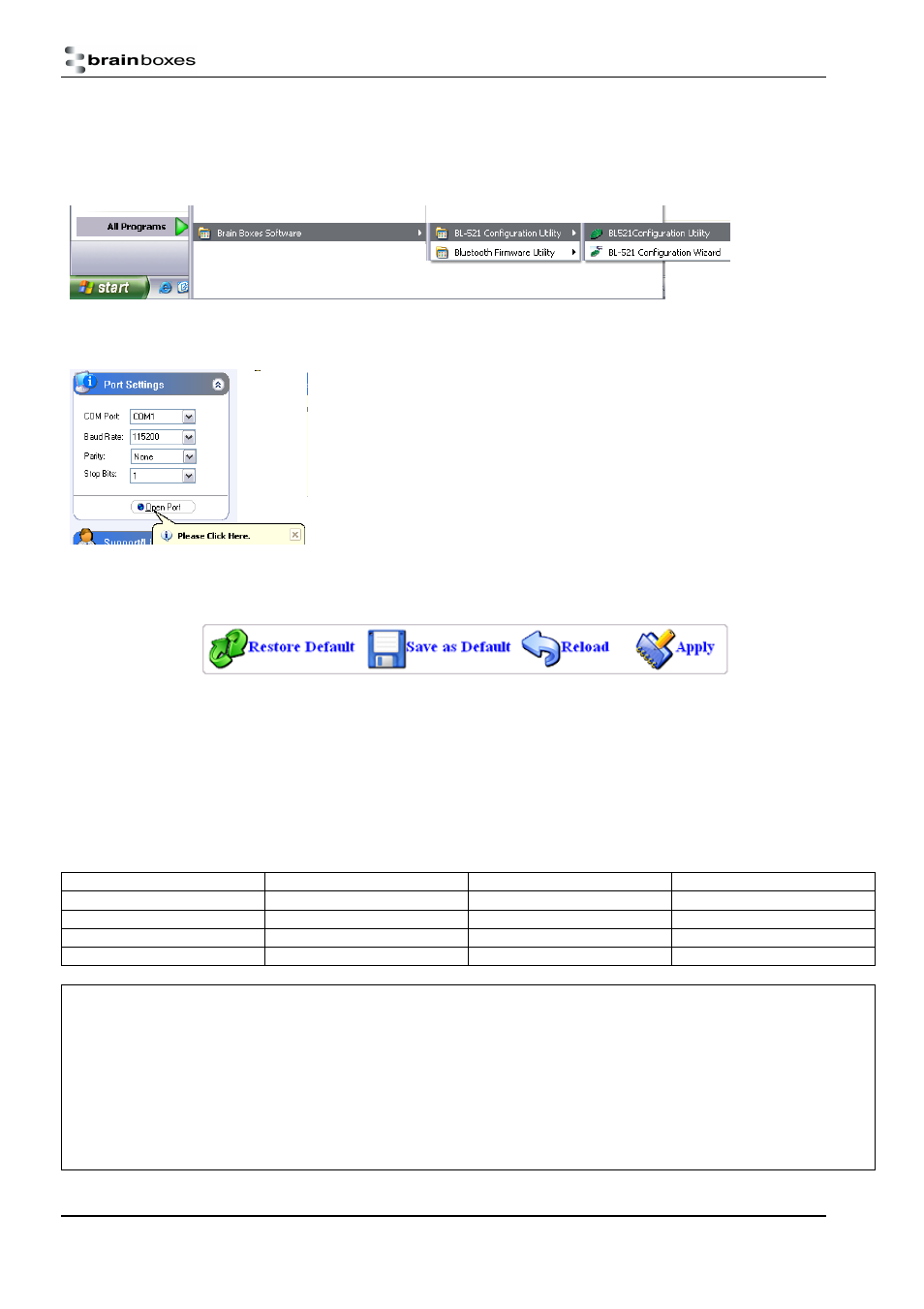 Opening the configuration application | Brainboxes RS232 User Manual | Page 7 / 41