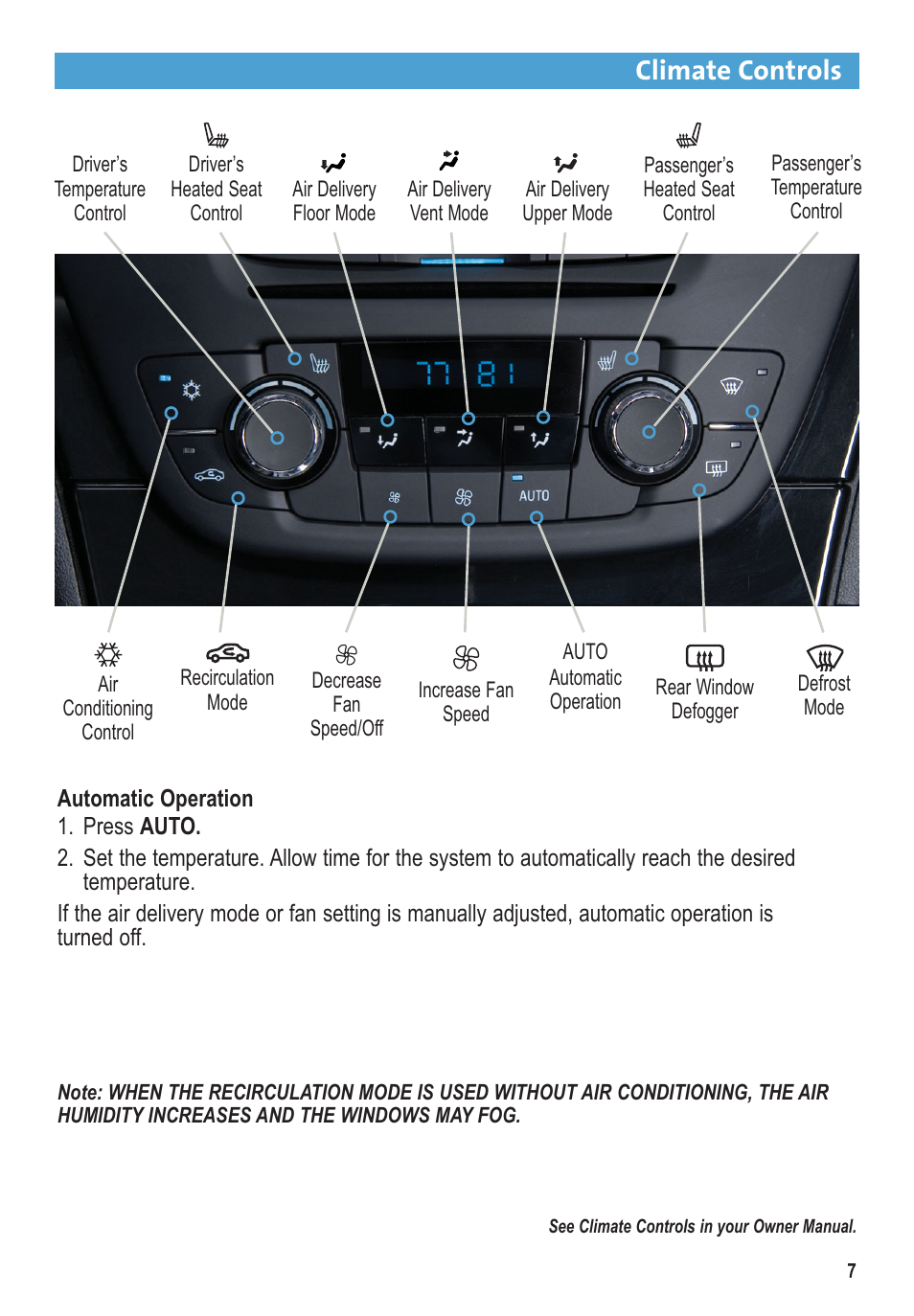 Climate controls | Buick 2011 Regal User Manual | Page 7 / 16