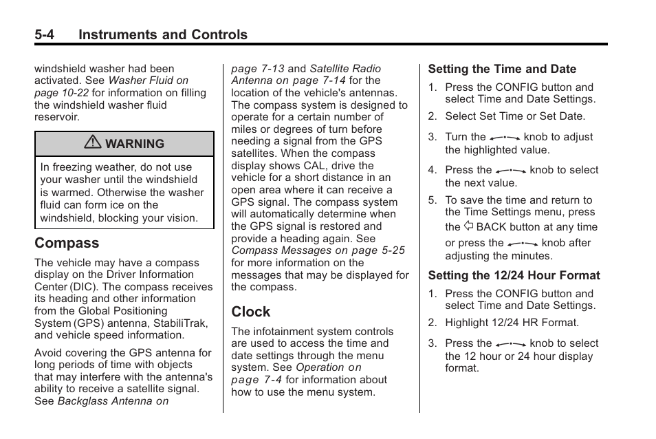 Compass, Clock, Compass -4 clock -4 | Ultrasonic | Buick 2011 Regal User Manual | Page 106 / 360