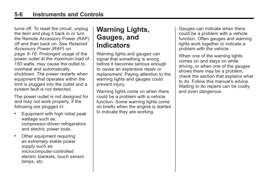 Warning lights, gauges, and indicators, Warning lights, gauges, and, Driving information -2 | Indicators -6, 6 instruments and controls | Buick 2011 Regal User Manual | Page 108 / 360