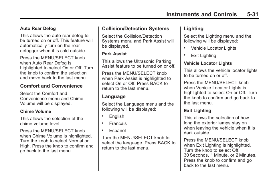 Instruments and controls 5-31 | Buick 2011 Regal User Manual | Page 133 / 360