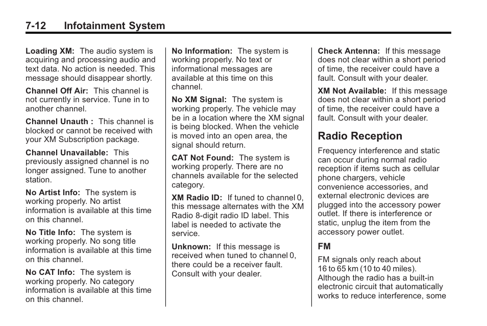 Radio reception, Radio reception -12, 12 infotainment system | Buick 2011 Regal User Manual | Page 154 / 360