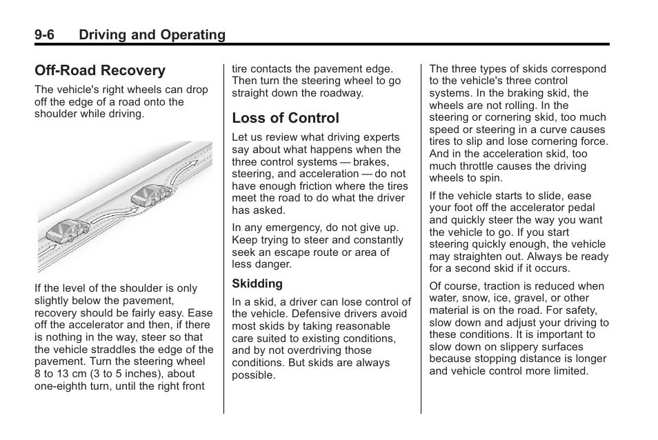 Off-road recovery, Loss of control, Off-road recovery -6 loss of control -6 | Buick 2011 Regal User Manual | Page 194 / 360