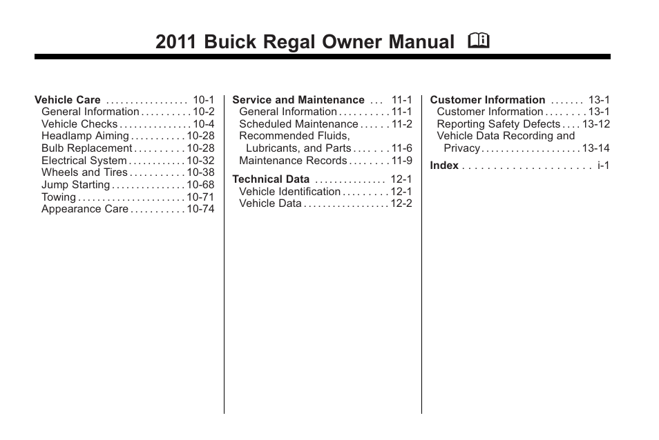 2011 buick regal owner manual m | Buick 2011 Regal User Manual | Page 2 / 360