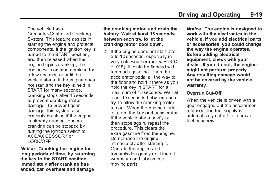 Driving and operating 9-19 | Buick 2011 Regal User Manual | Page 207 / 360