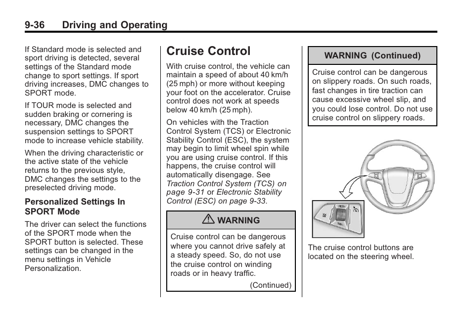 Cruise control, Cruise control -36 | Buick 2011 Regal User Manual | Page 224 / 360